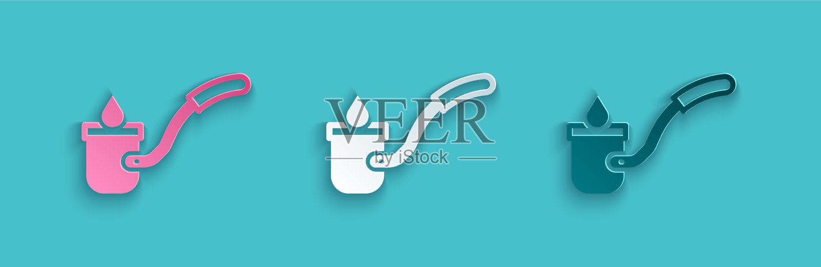 纸切桑拿钢包图标孤立在蓝色插画图片素材