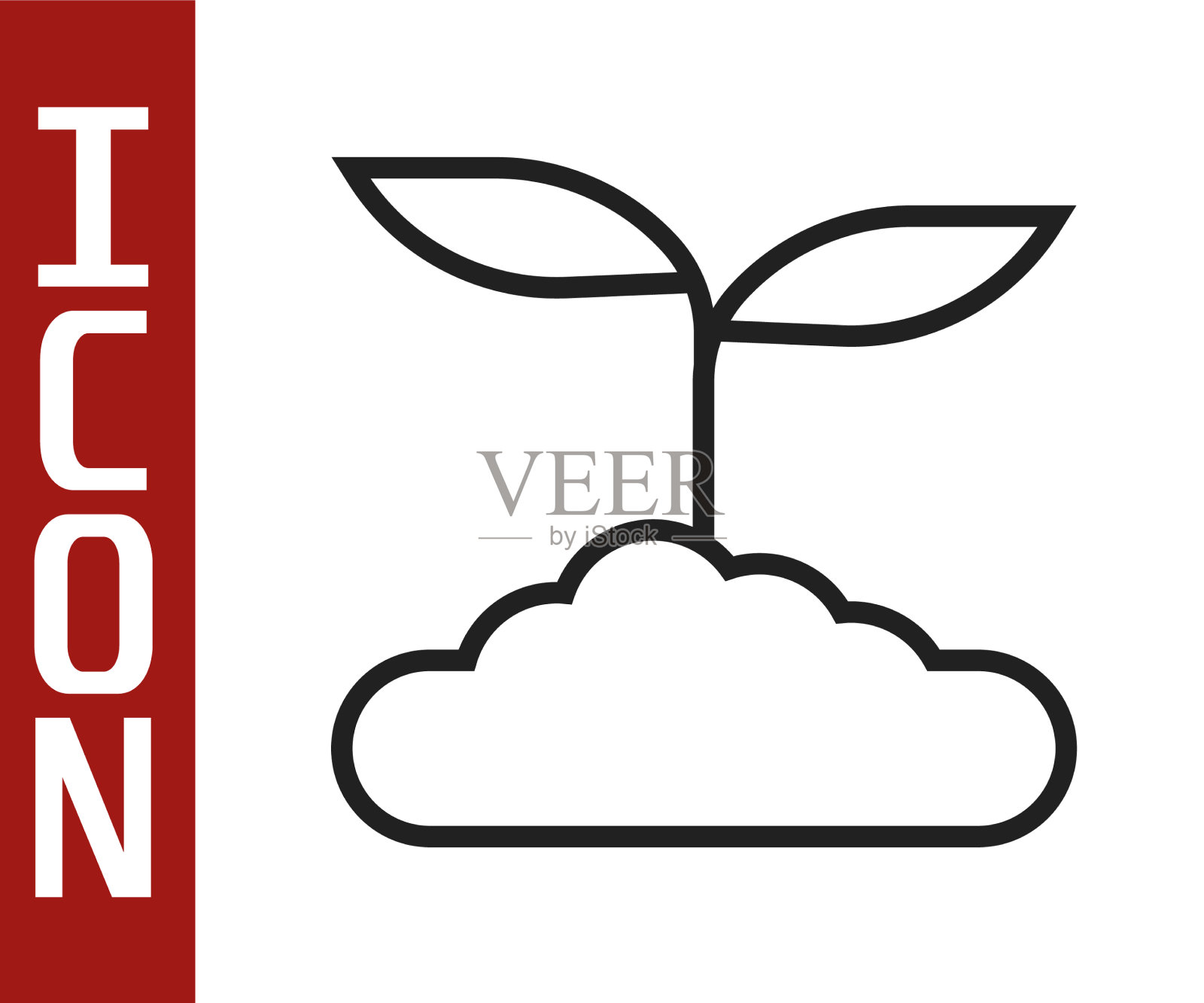 黑线茶叶图标孤立在白色插画图片素材