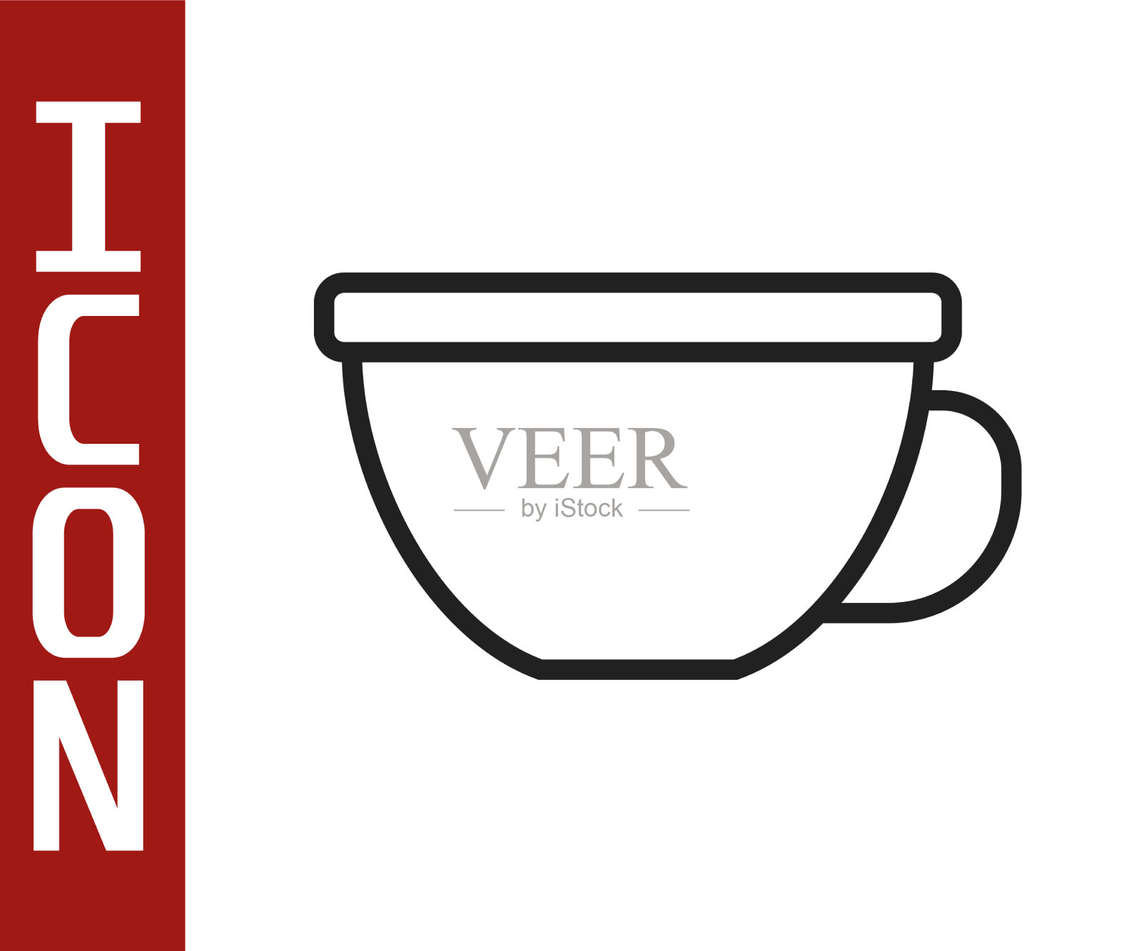 黑线杯茶图标孤立在白色插画图片素材