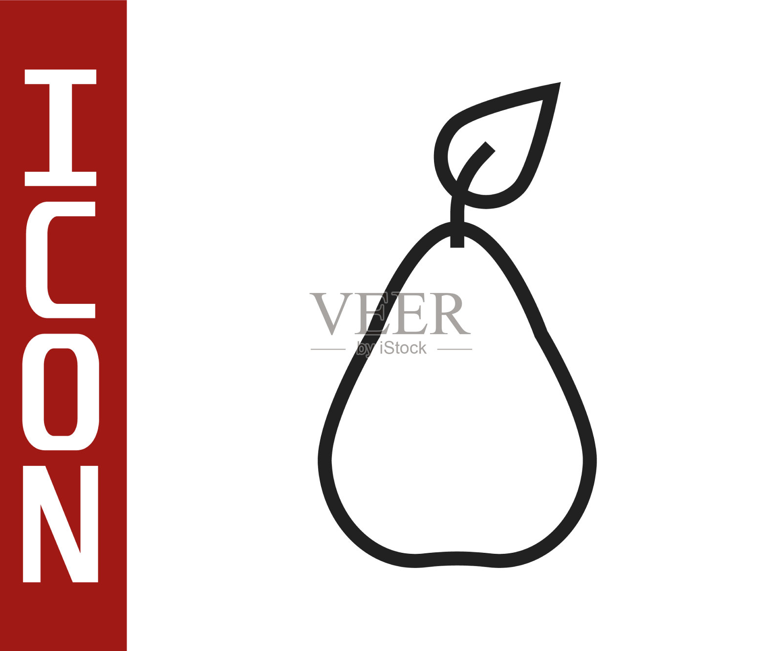 黑线梨图标孤立在白色背景插画图片素材