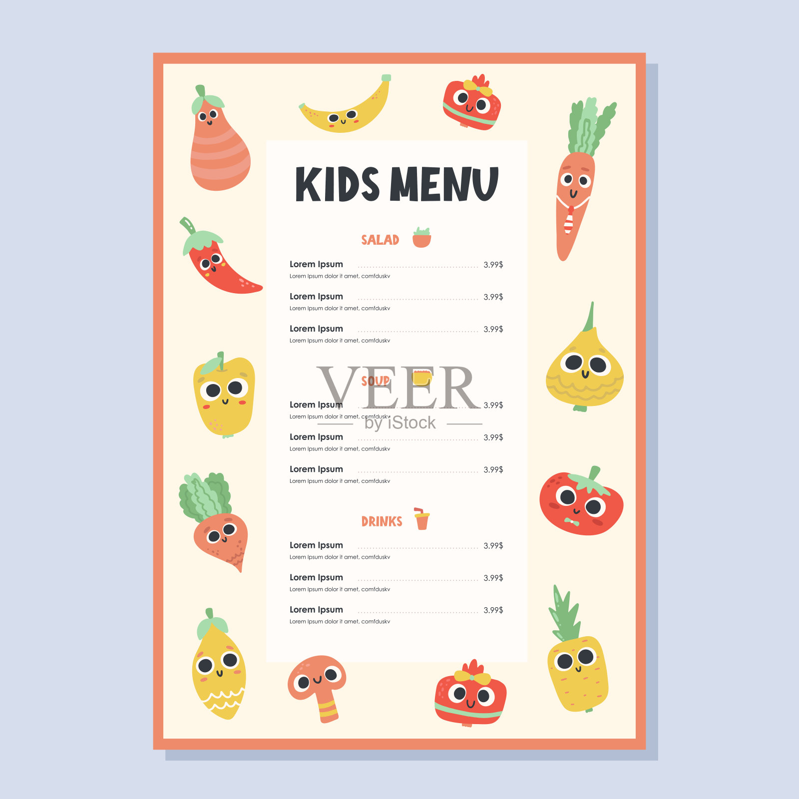 有趣的儿童菜单设计模板素材