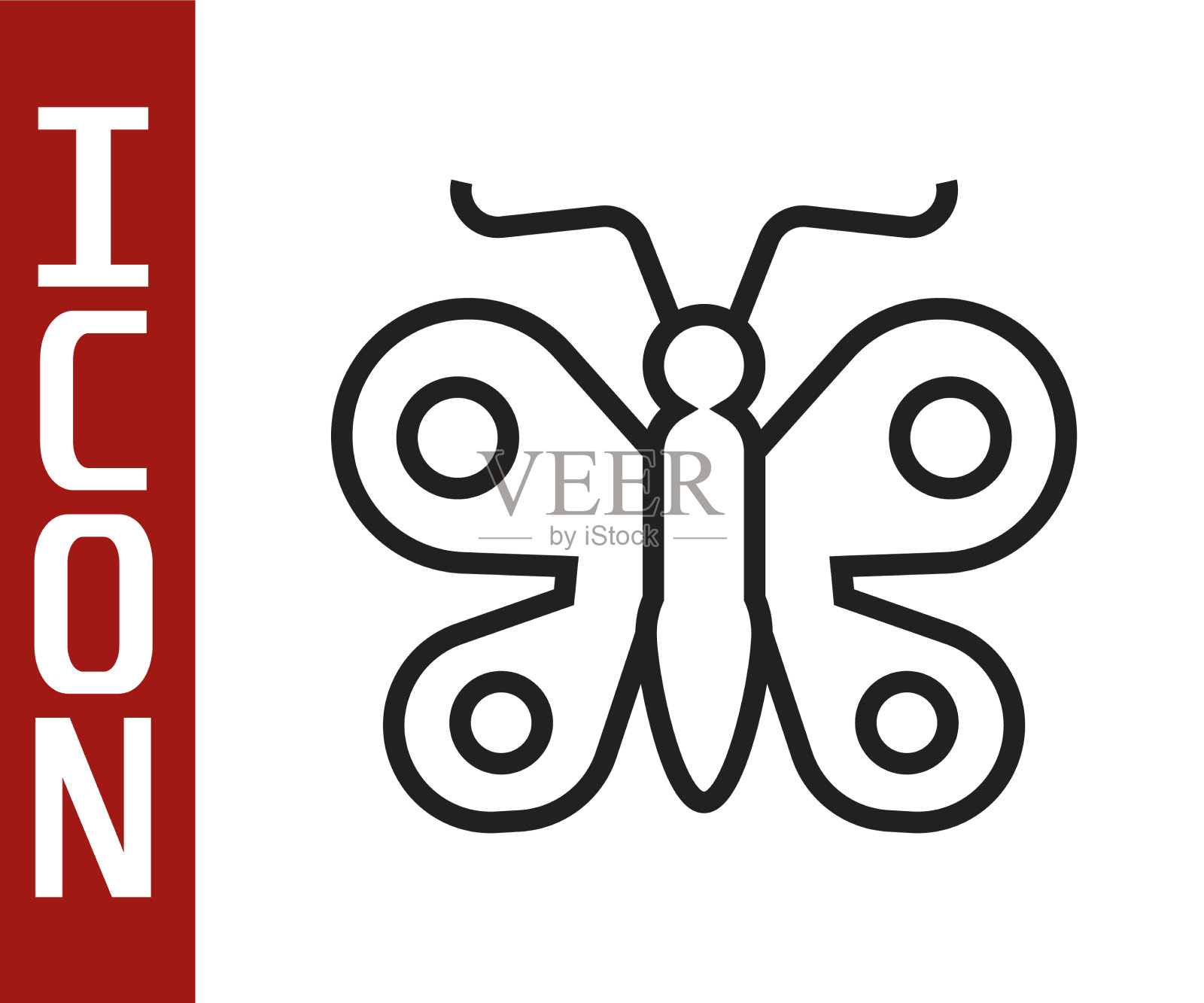 黑线蝴蝶图标孤立在白色插画图片素材