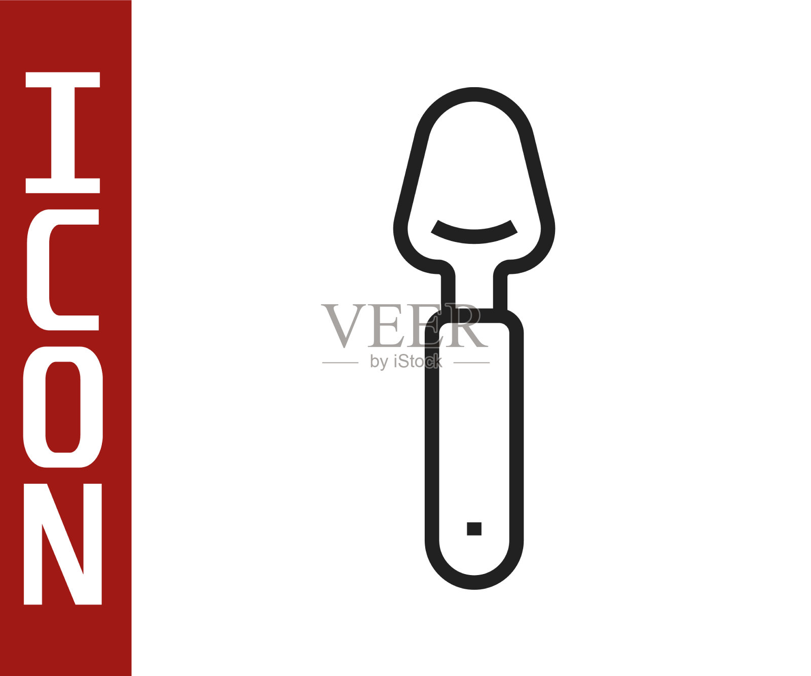 黑线勺子图标孤立在白色背景插画图片素材