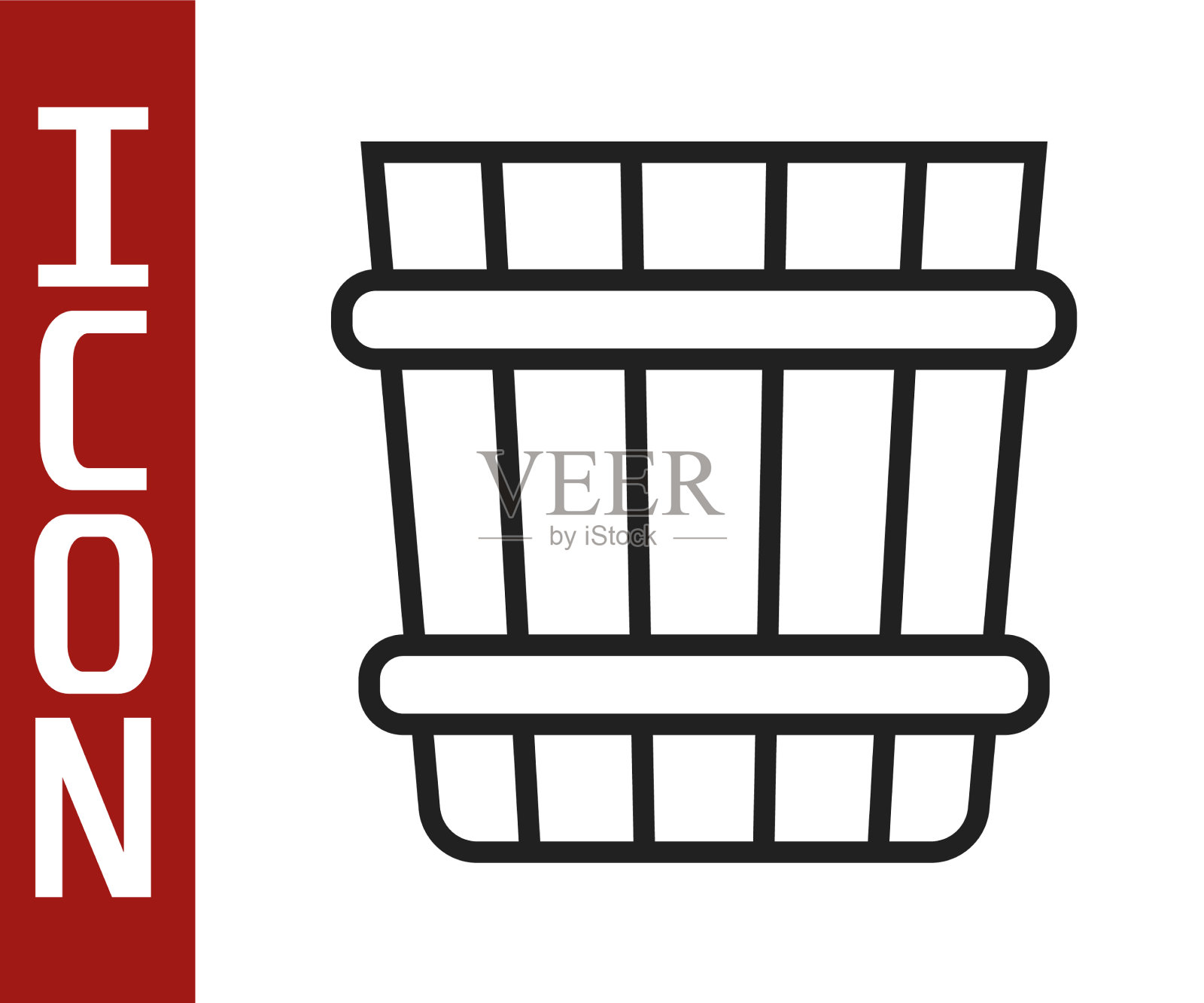 黑色线条桑拿桶图标孤立在白色插画图片素材