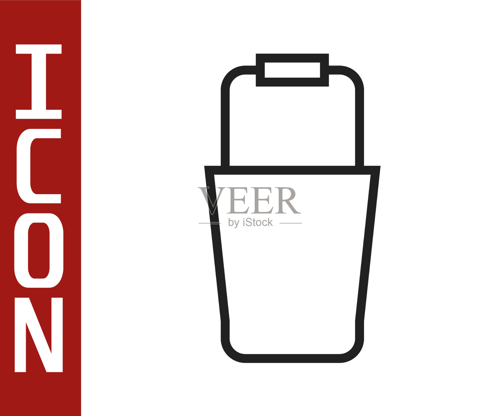 黑色线条桑拿桶图标孤立在白色图标素材