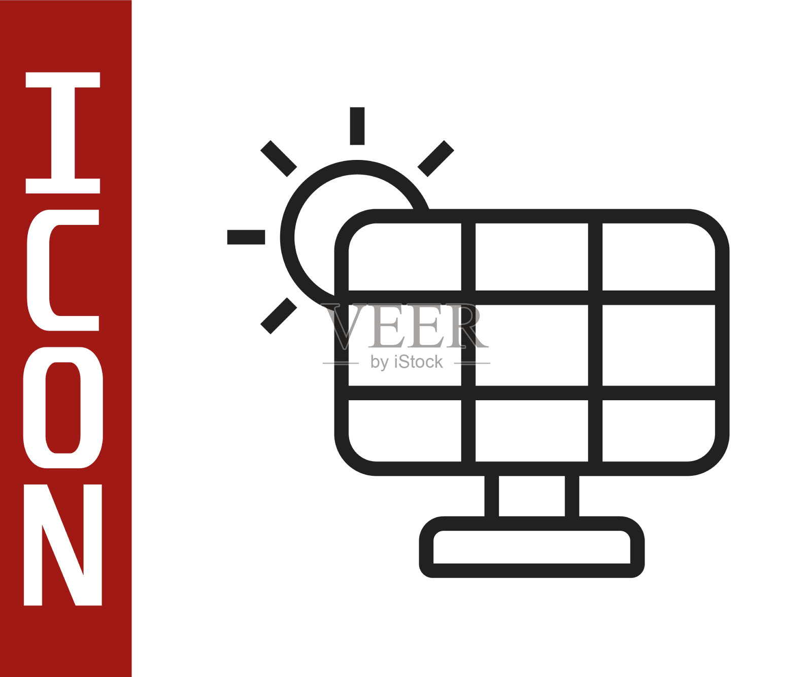 黑线太阳能电池板图标孤立上图标素材