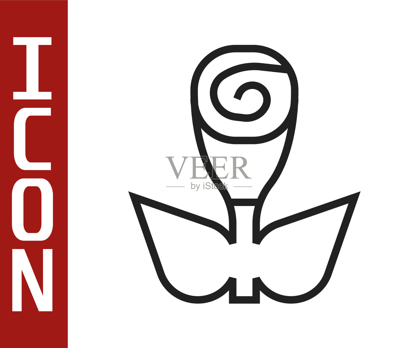 黑线花玫瑰图标孤立在白色插画图片素材