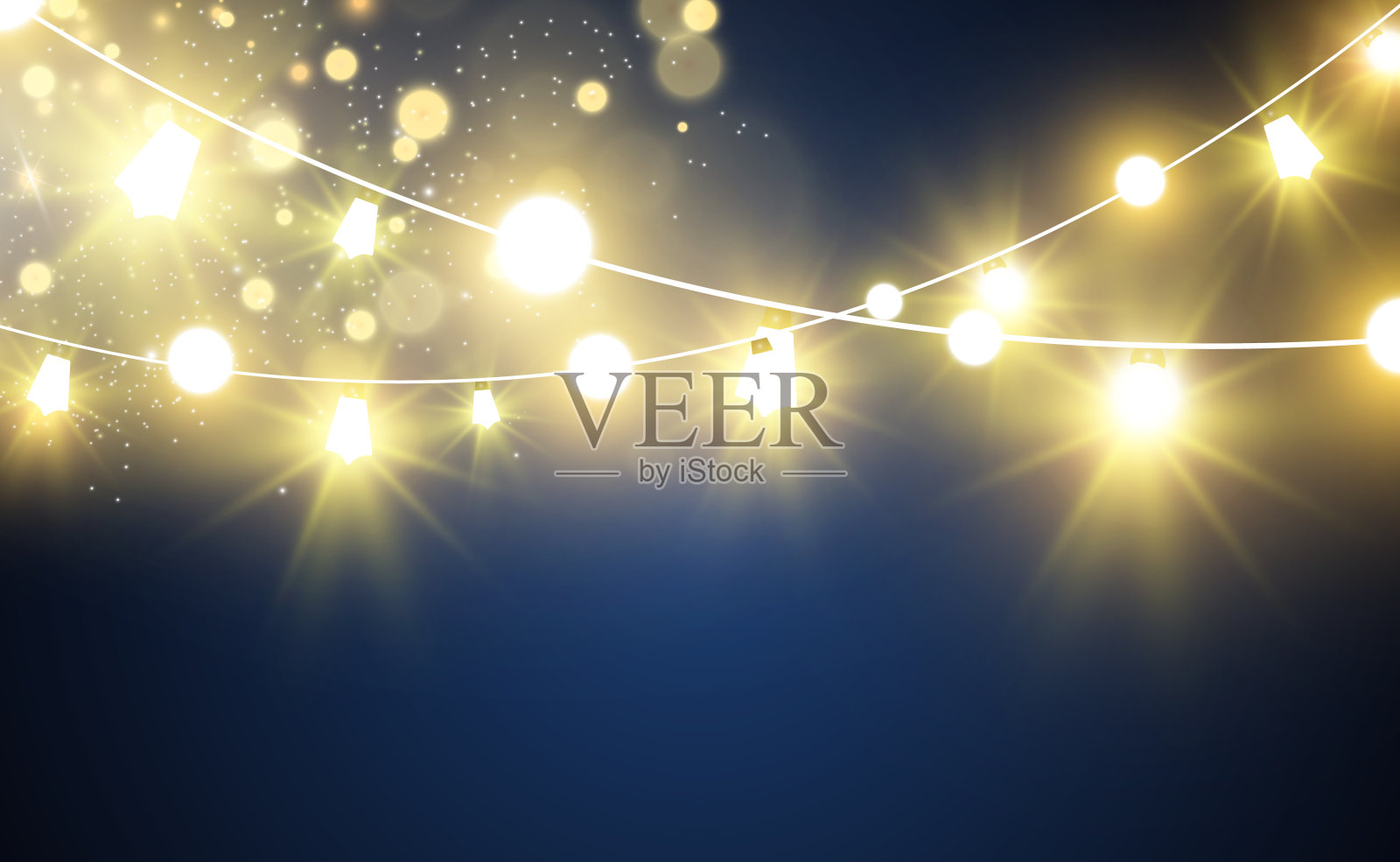 圣诞亮，彩灯美，设计元素多。插画图片素材