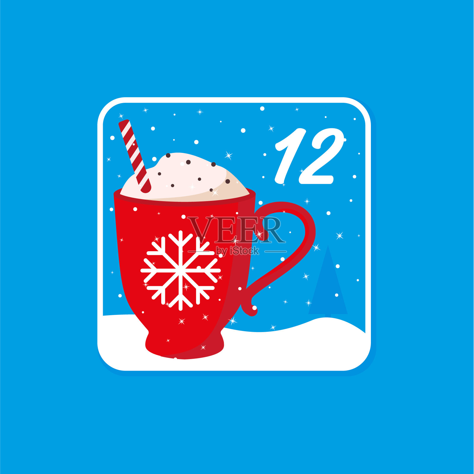 出现日历。圣诞节日庆祝卡倒数12月12日插画图片素材