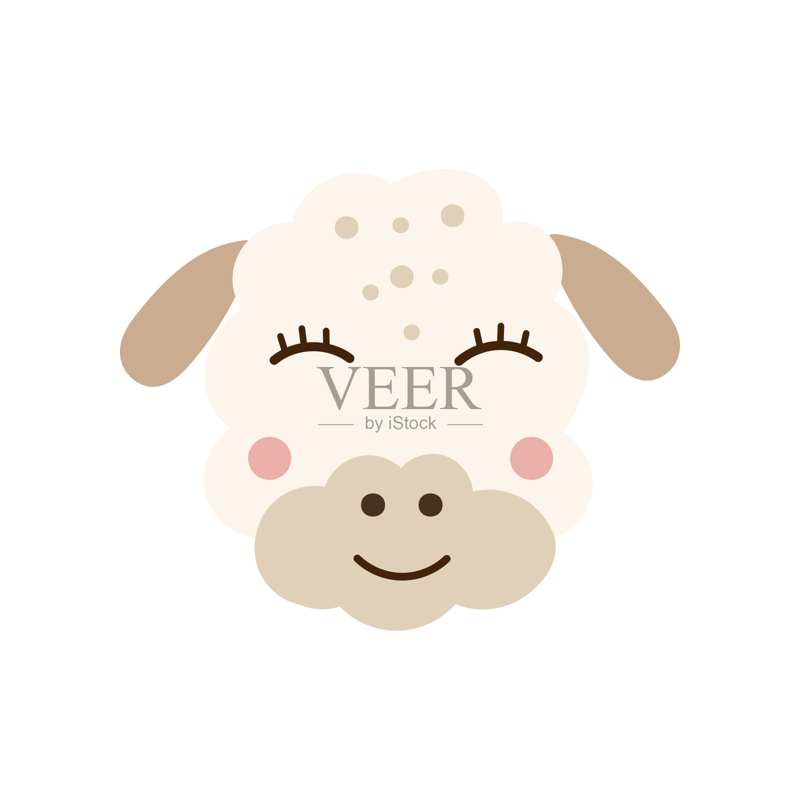 可爱的羊宝宝的脸。矢量插图。插画图片素材
