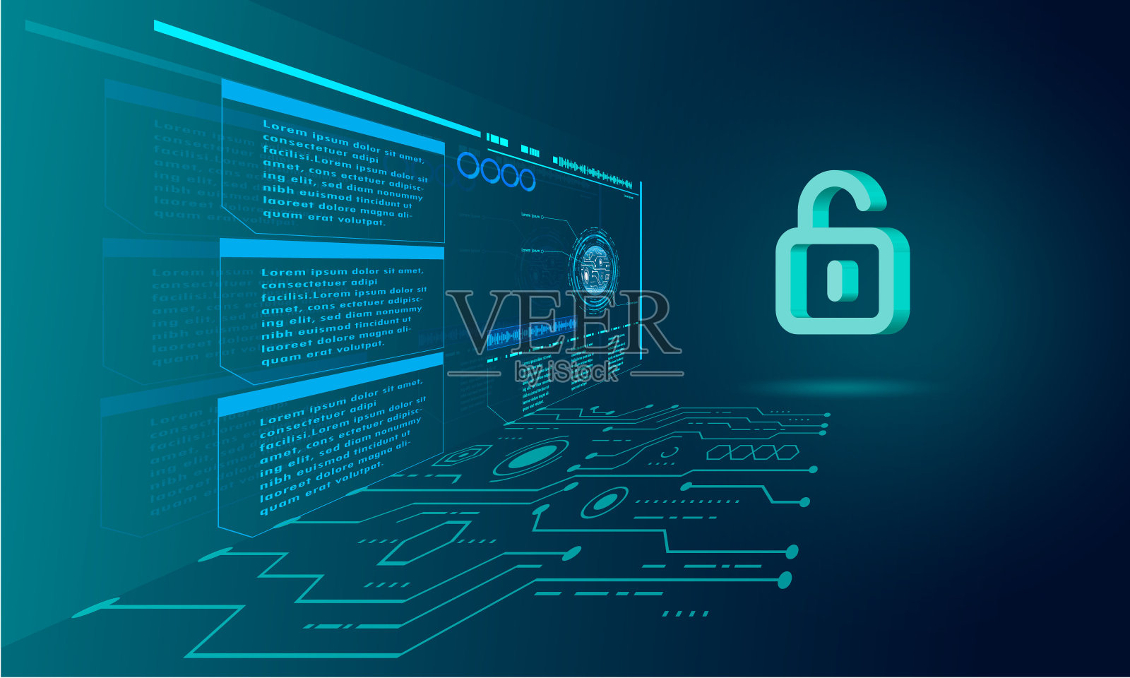 虚拟接口技术背景下的信息连接通信。插画图片素材