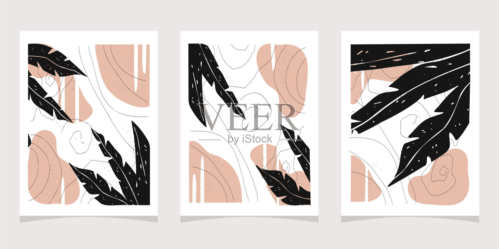 抽象设计与形状和手绘线背景的趋势颜色。现代艺术，海报的独立拼贴画，社交媒体，故事。插画图片素材