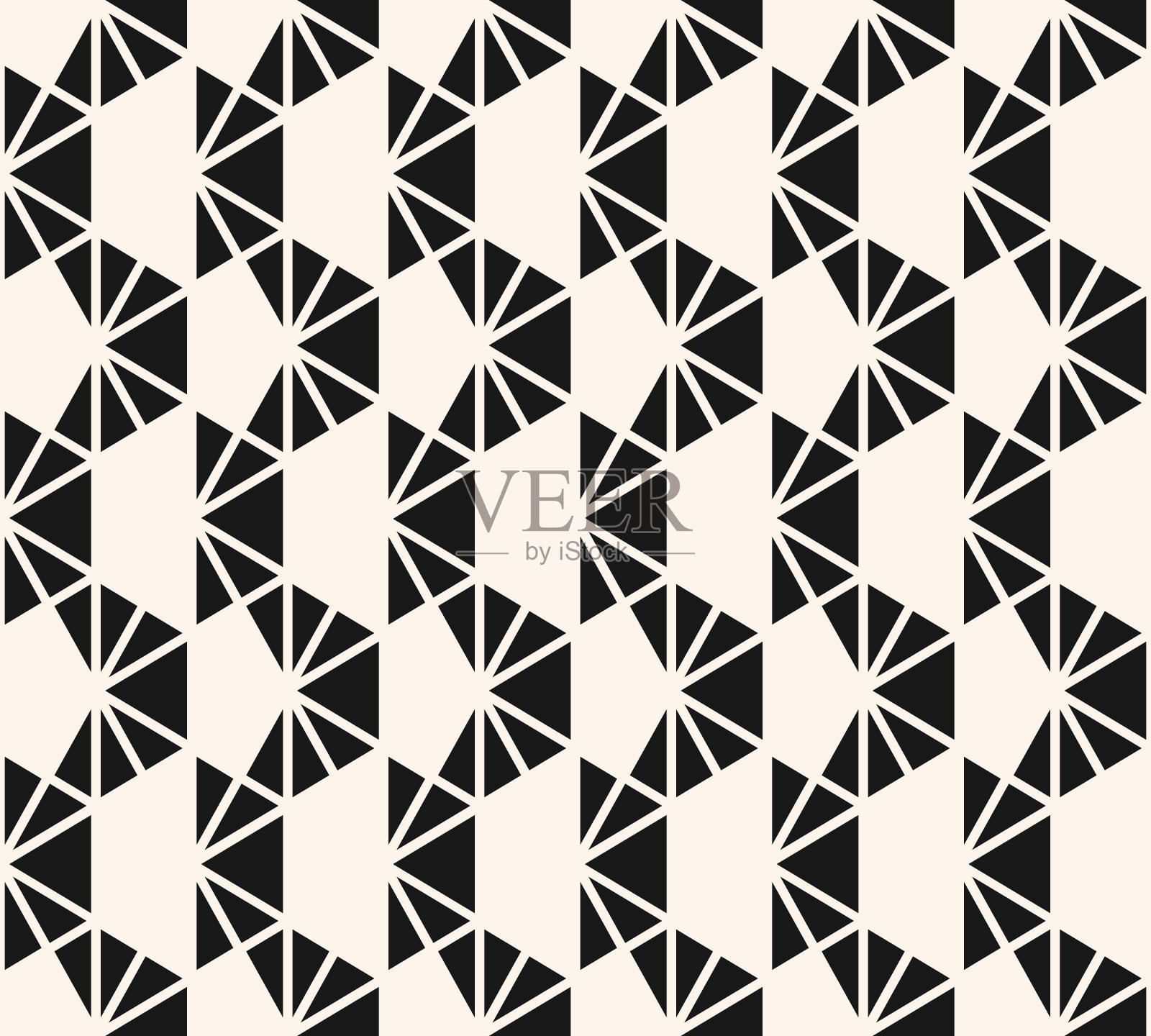 矢量三角形无缝图案。黑白抽象几何纹理插画图片素材