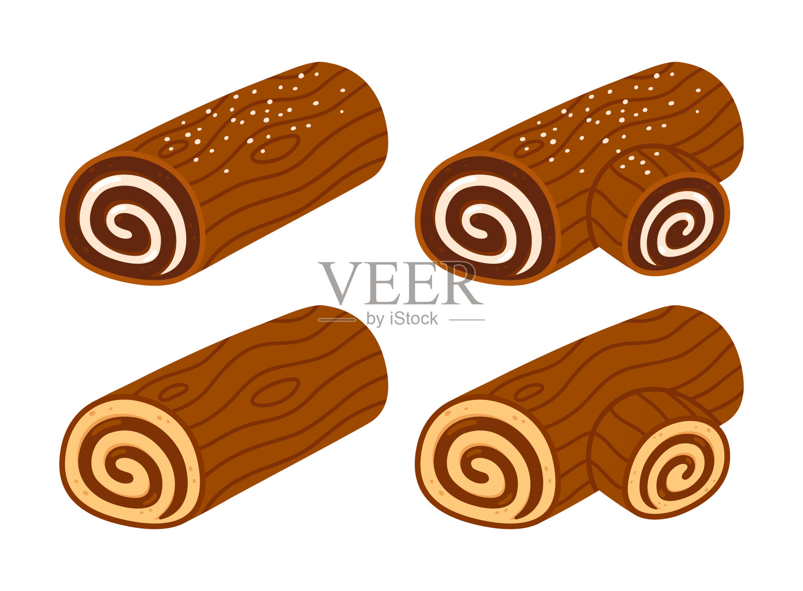 圣诞原木，圣诞原木蛋糕插画图片素材