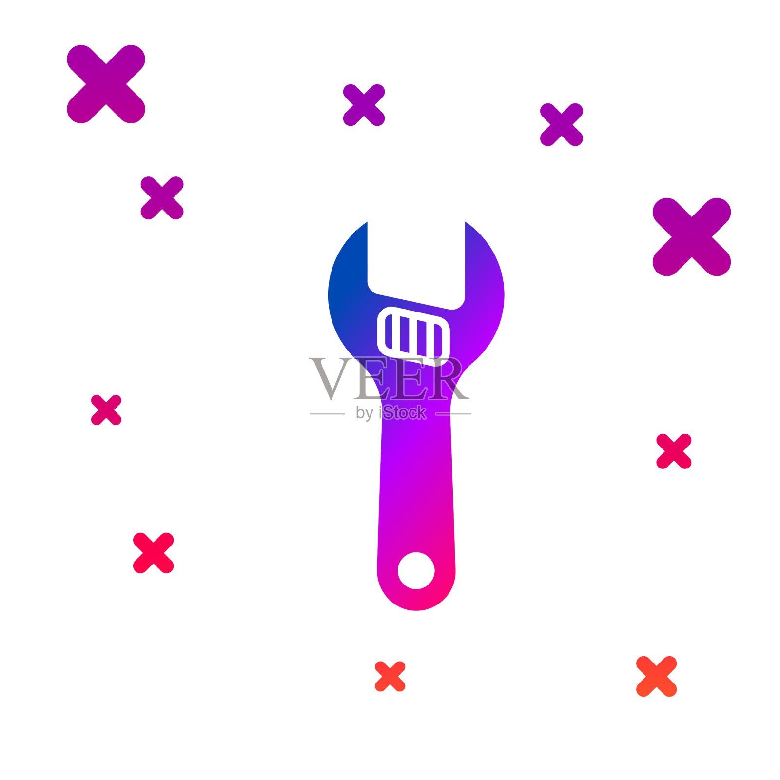 彩色可调扳手图标孤立在白色插画图片素材