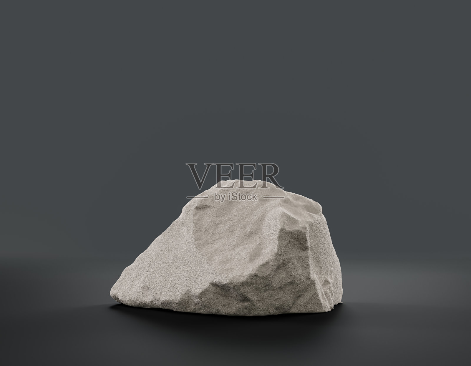 单色白色岩石在一个扁平的灰色背景产品显示与复制空间，3d渲染照片摄影图片