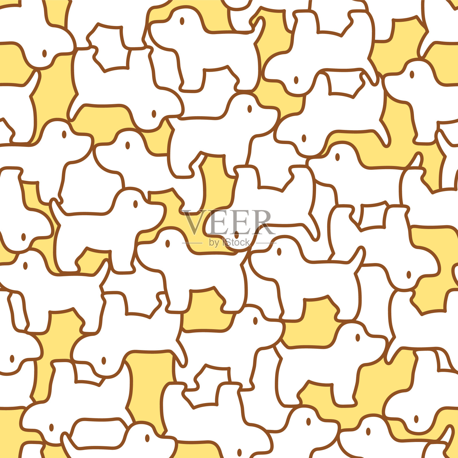 无缝的图案与可爱的狗插图，插画图片素材