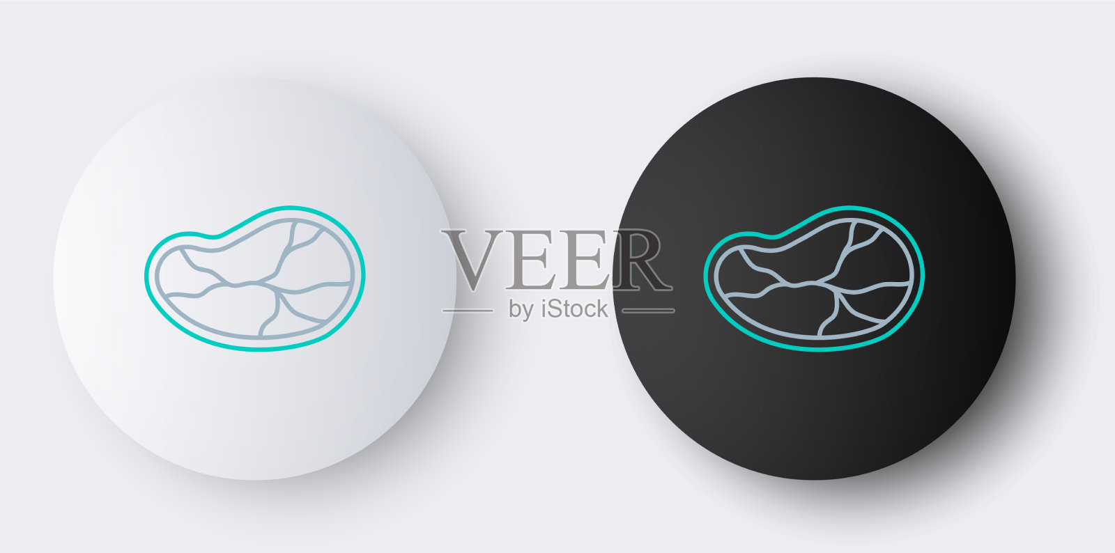 线牛排肉图标孤立在灰色的背景插画图片素材