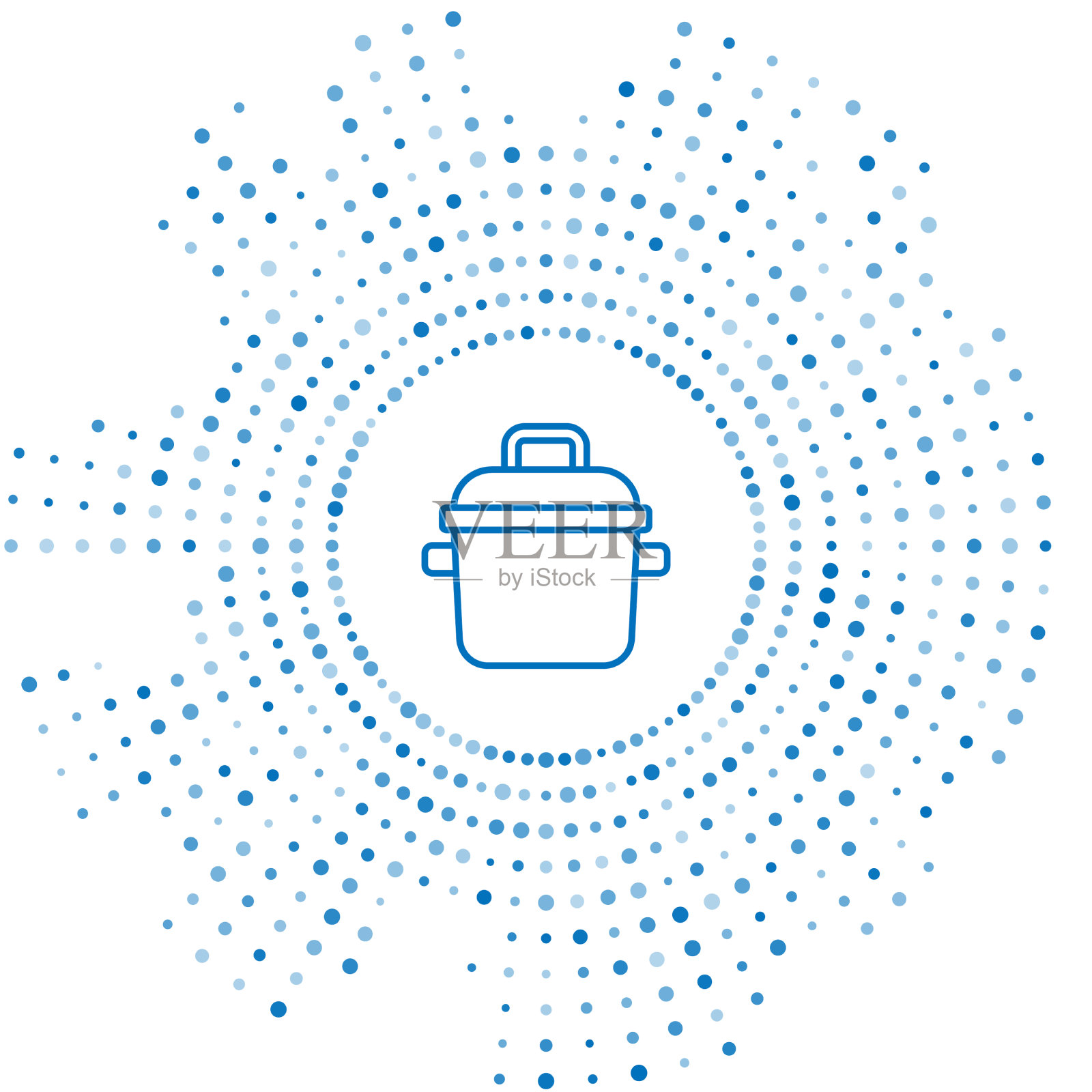 蓝线烹饪锅图标孤立在白色插画图片素材