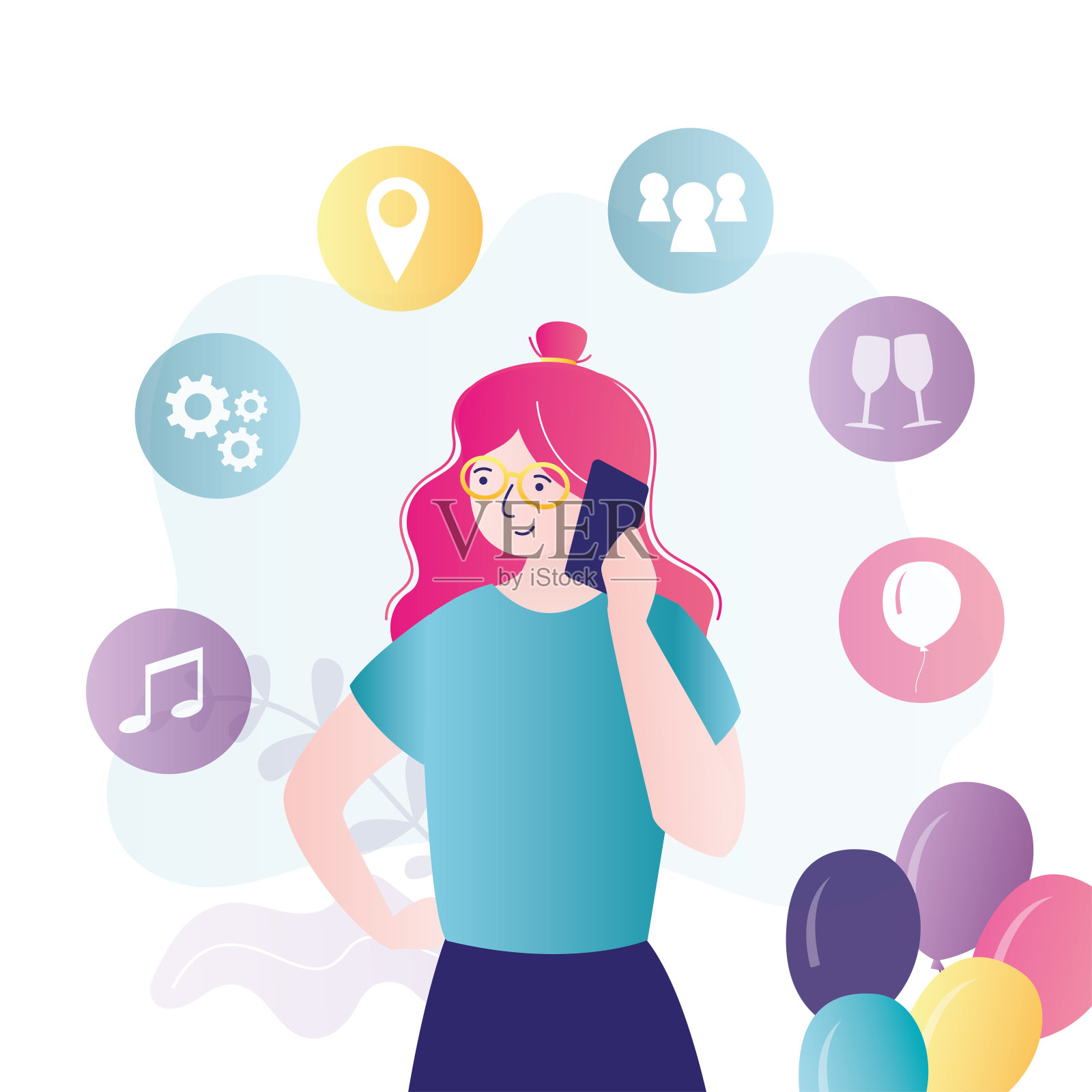 活动经理与客户讨论庆祝活动。组织者通过电话讨论假期的细节插画图片素材