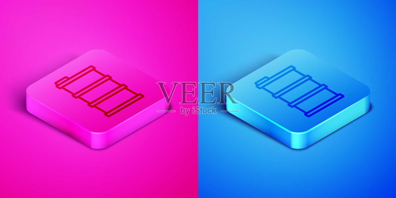 等距线桶油图标孤立在粉红色插画图片素材