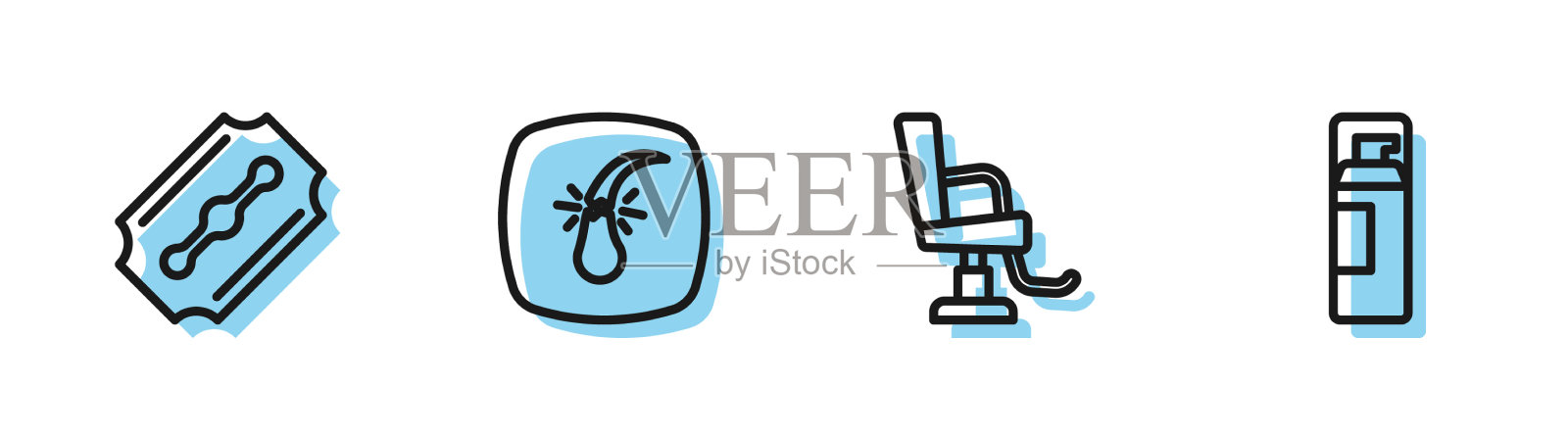 设定线理发店椅子刀片刀片破碎插画图片素材