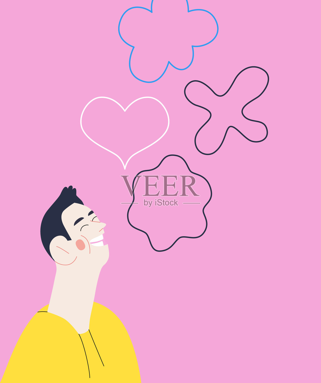 幸福——幸福微笑的人肖像，情感概念插画图片素材