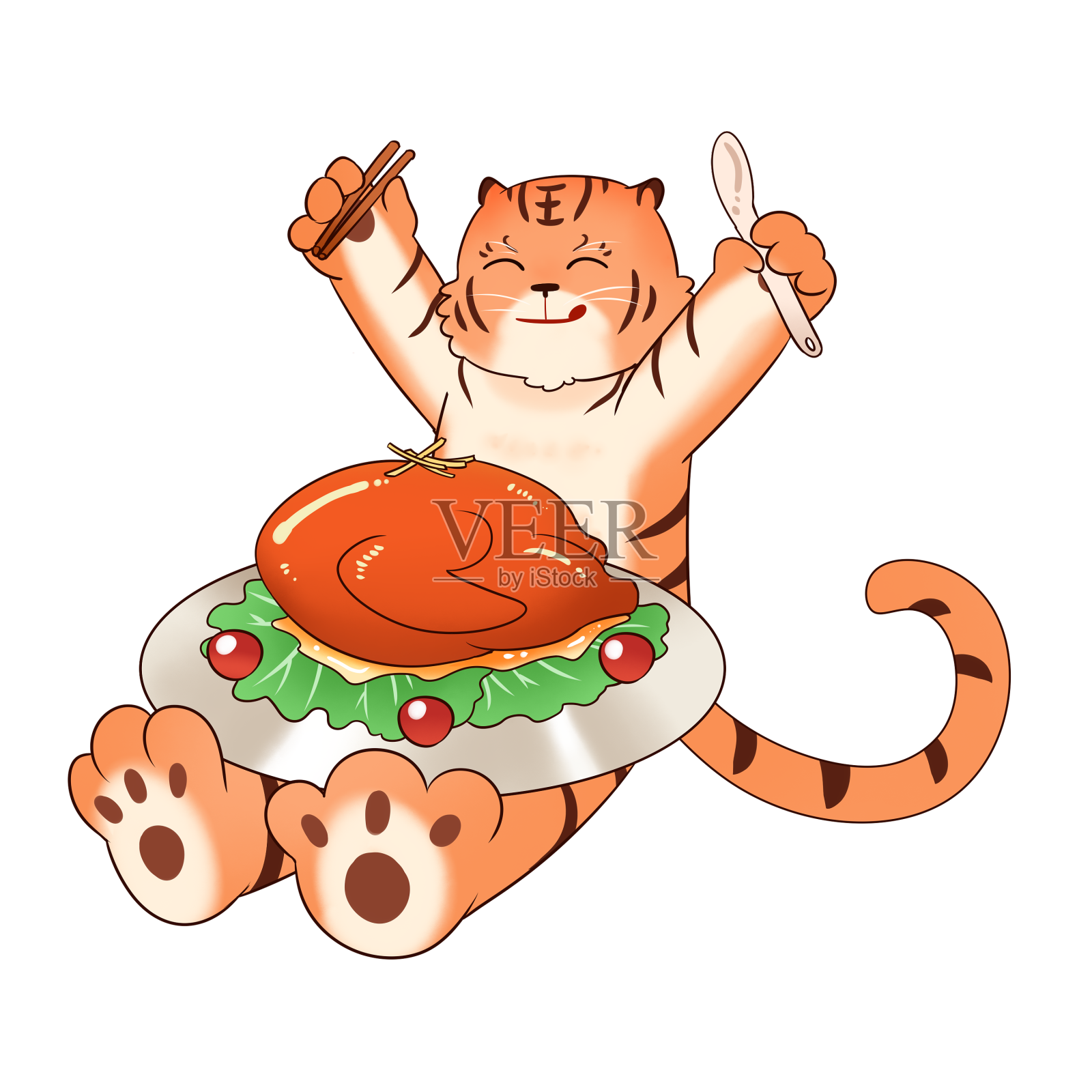 老虎与美食设计元素图片