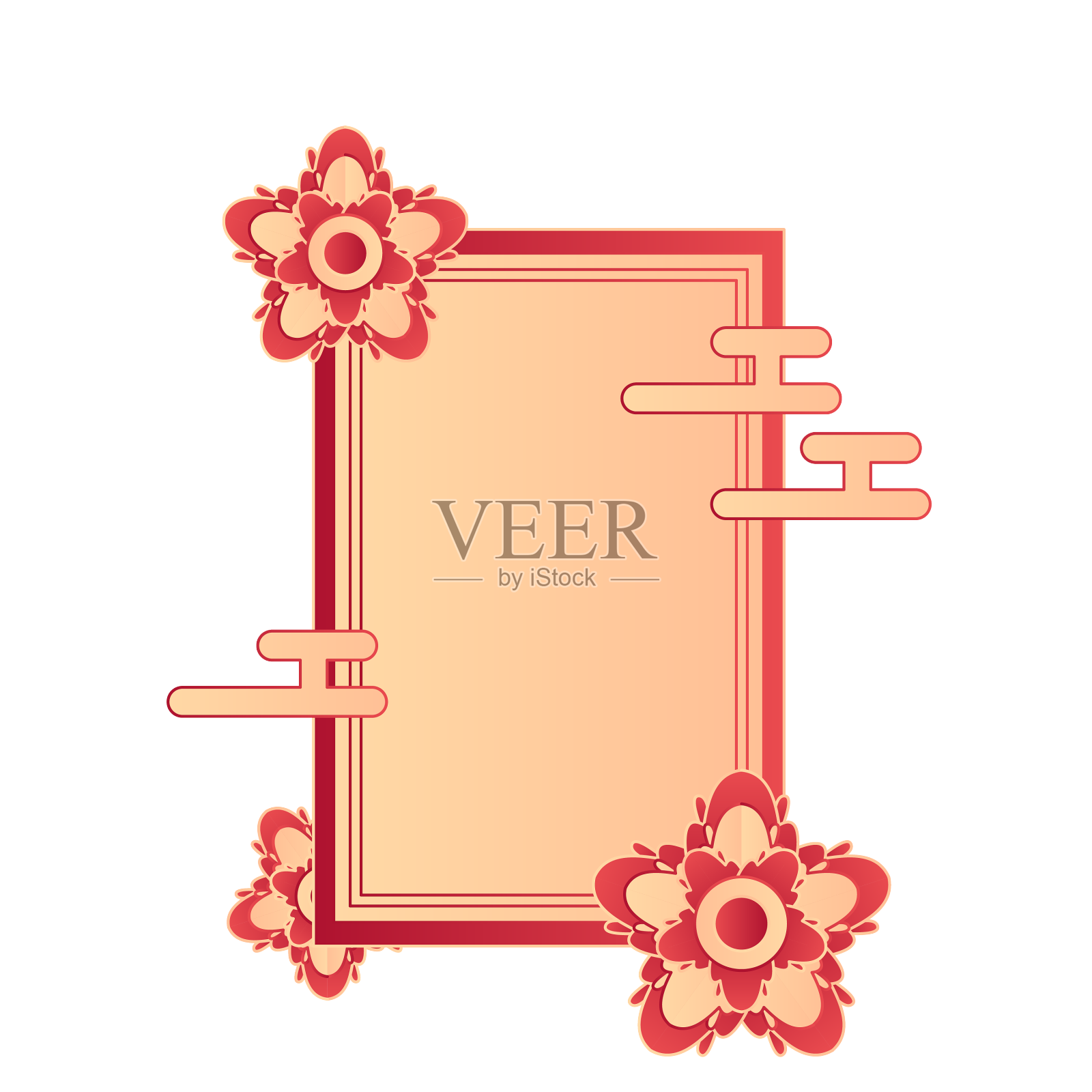 新年红色浮雕边框设计元素图片