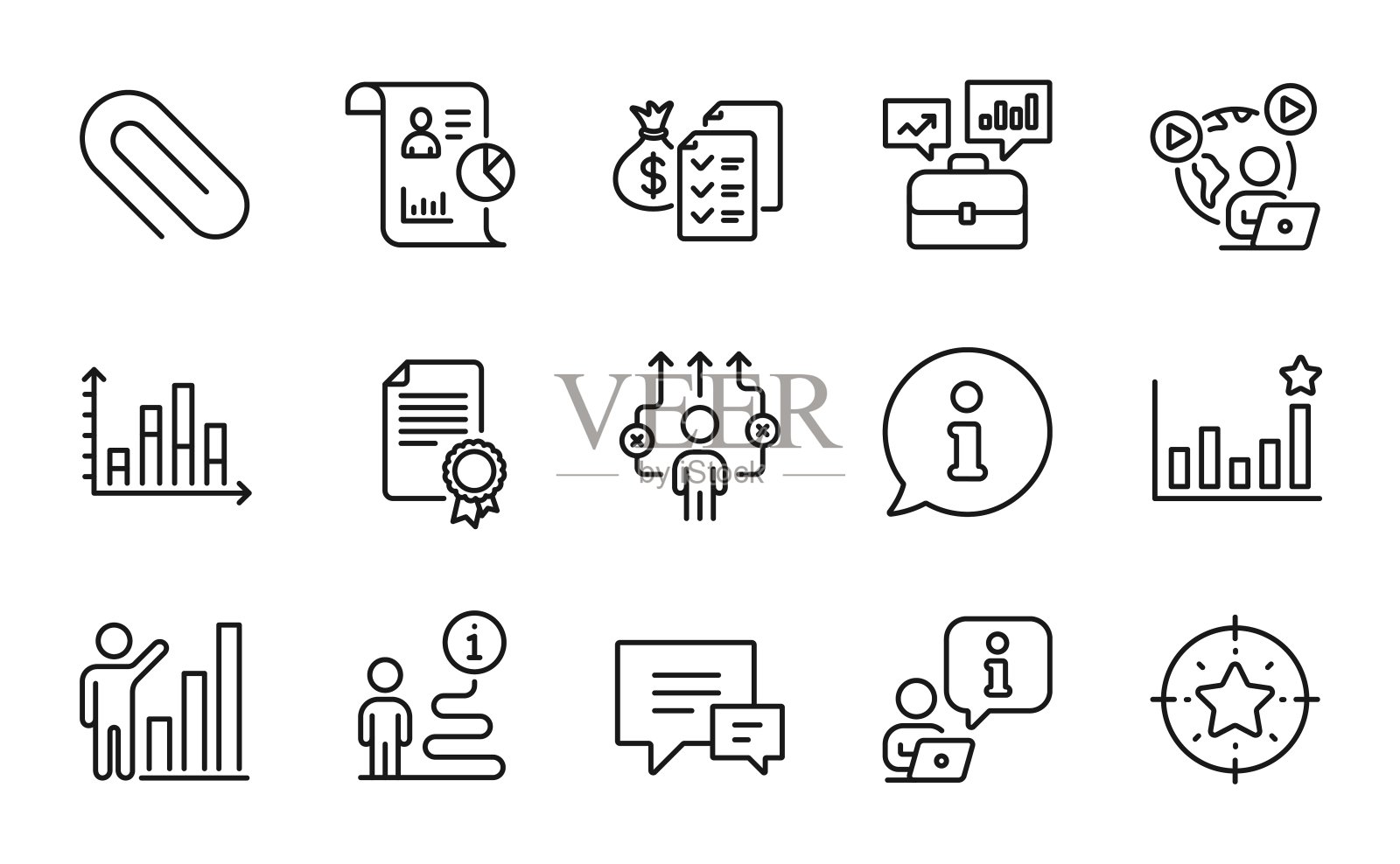 教育的图标集。包括图标作为功效，视频会议，会计财富。向量图标素材