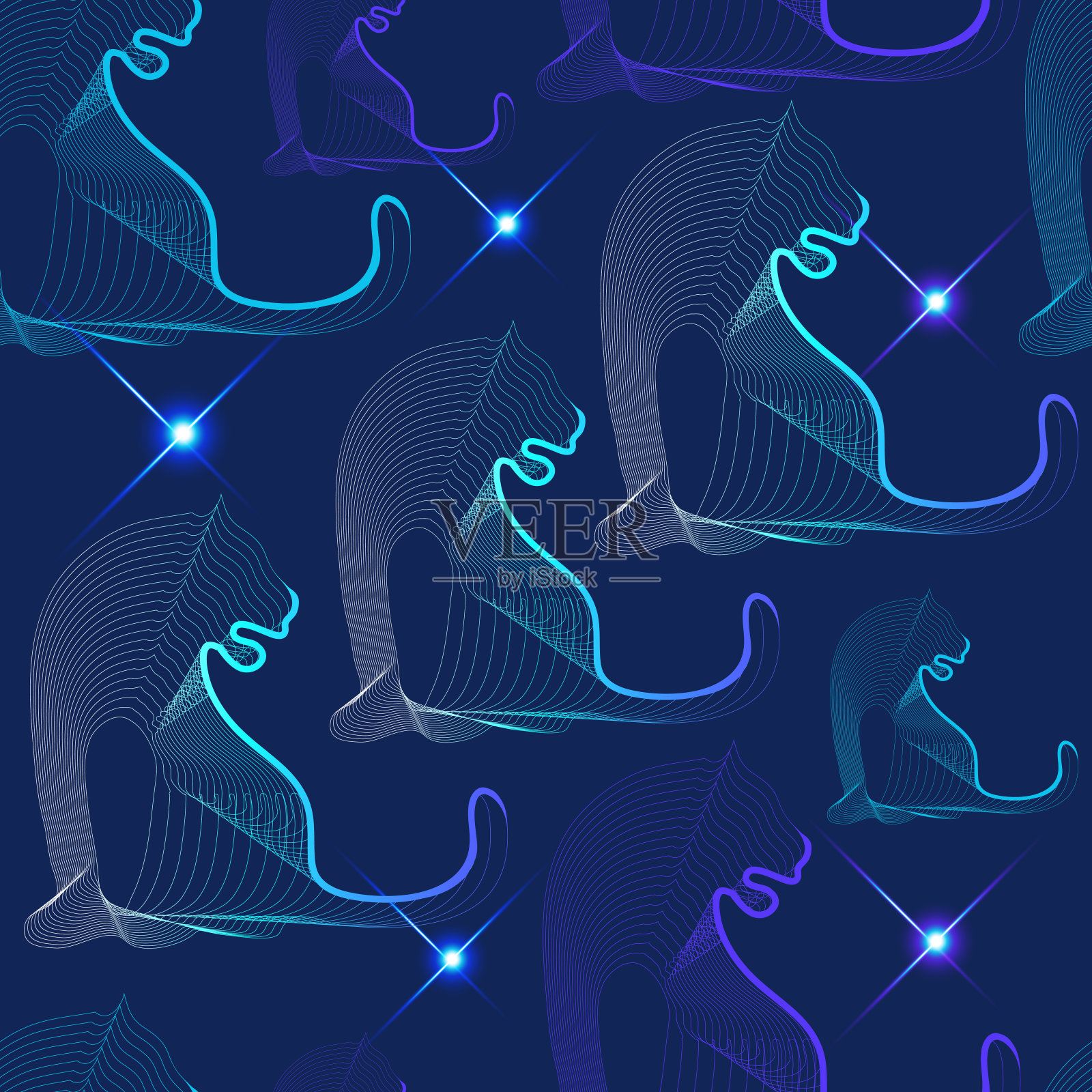 无缝纹理与装饰虎1插画图片素材