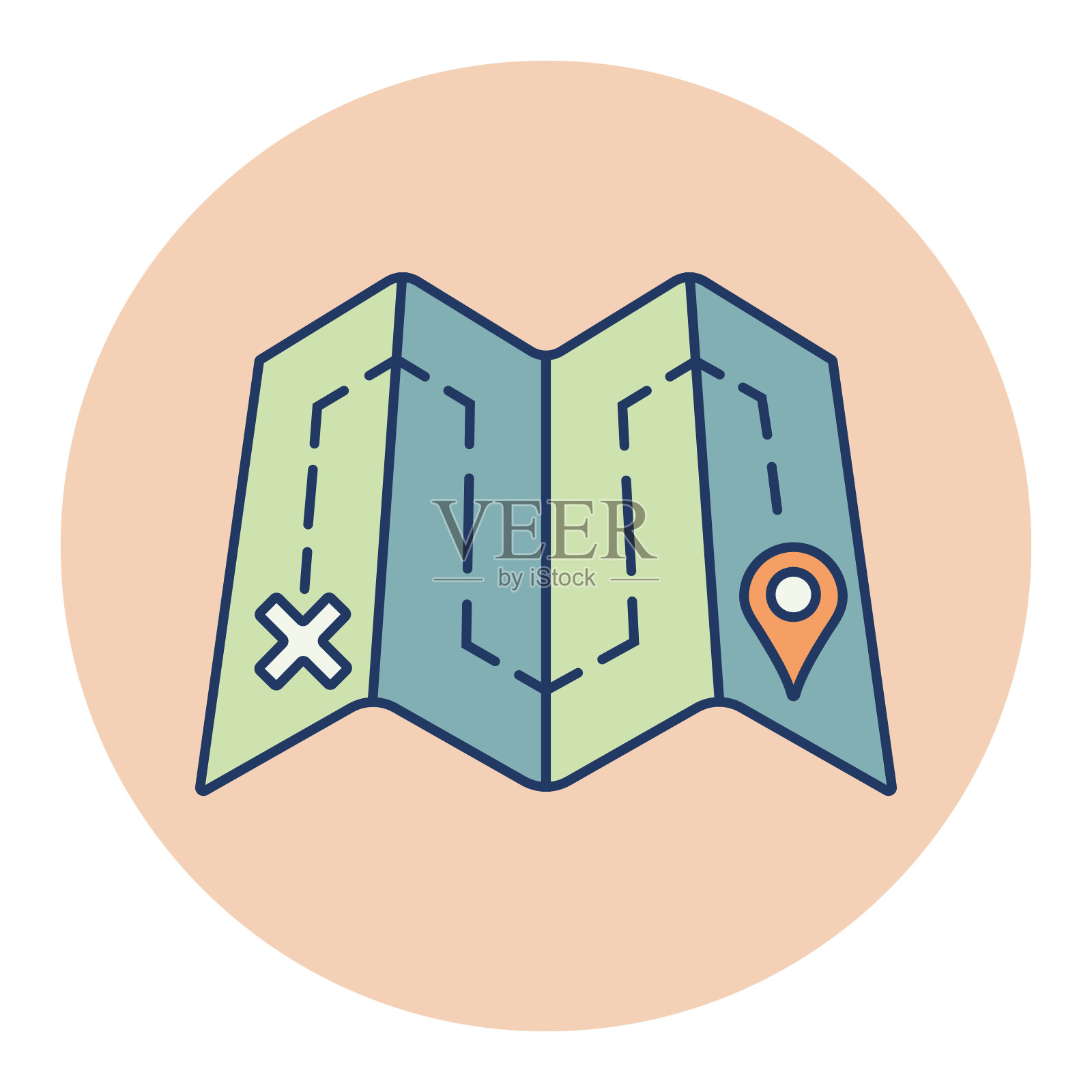 地图与路线矢量图标。导航信号插画图片素材