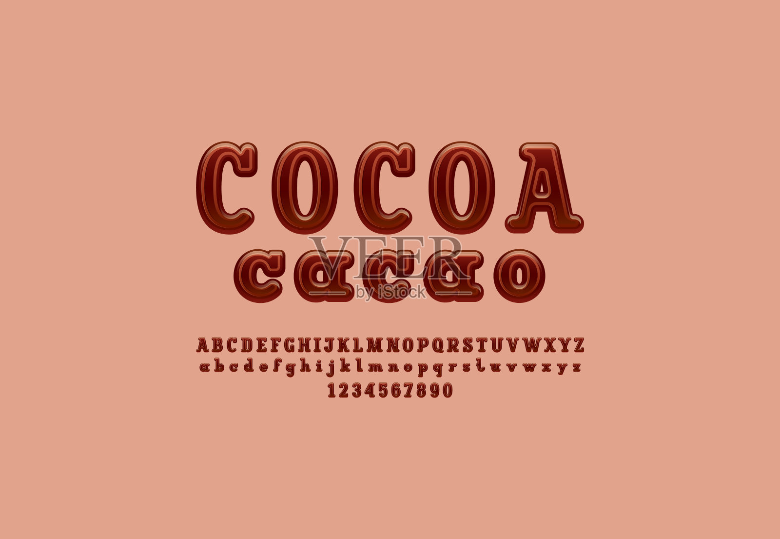 巧克力3d字体，美味风格的字母设计元素图片