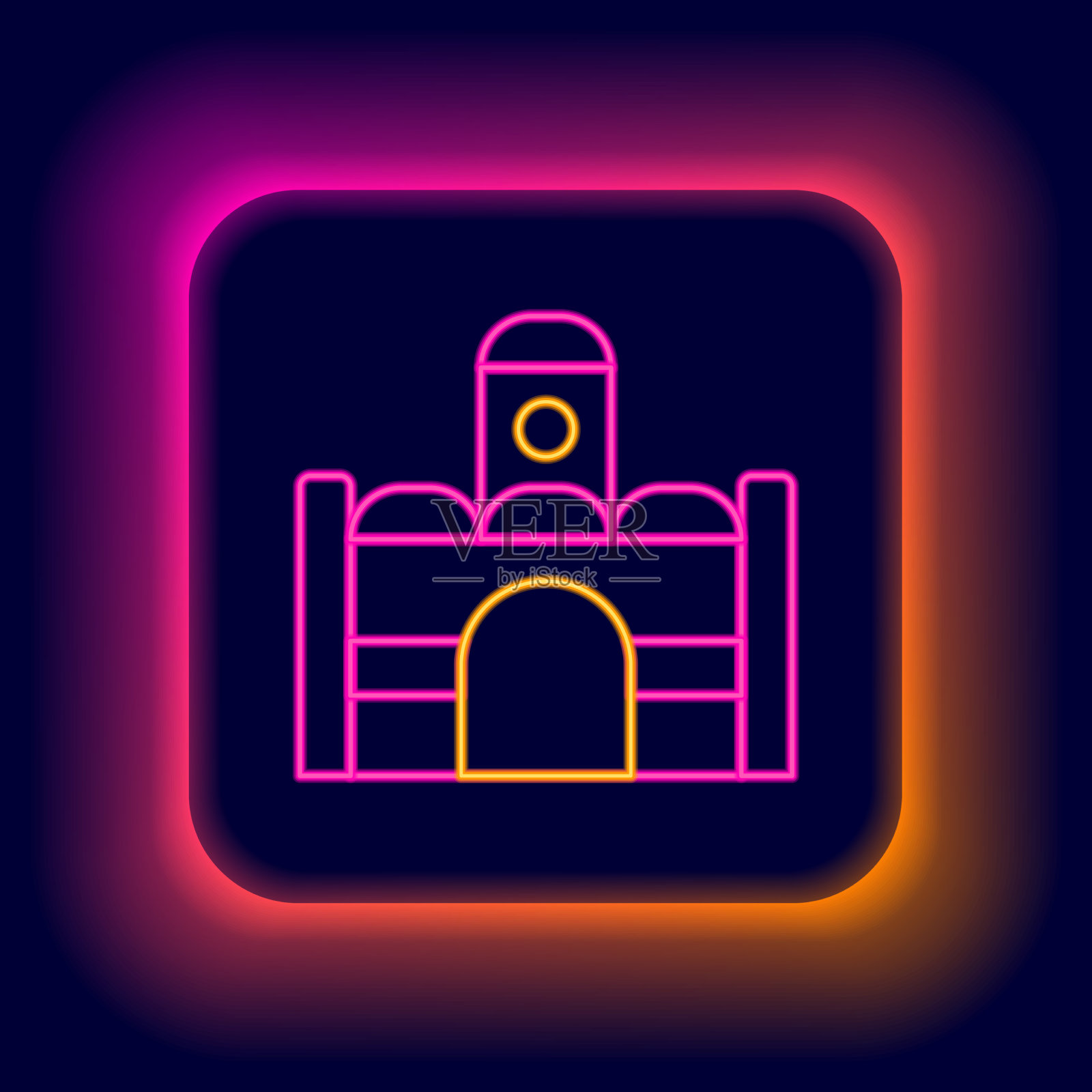 发光的霓虹灯线埃及房子图标孤立图标素材