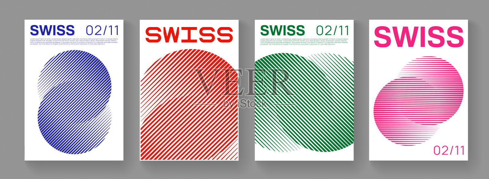 收集瑞士设计海报。现代半色调圆形状。几何图案。插画图片素材