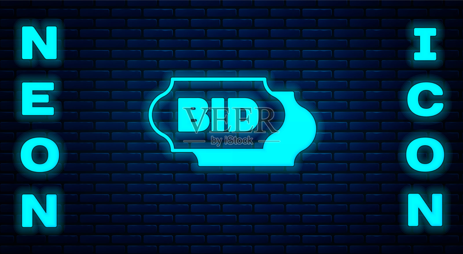 发光的霓虹灯标孤立在砖墙上插画图片素材