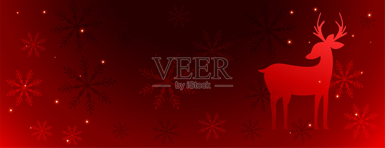有鹿和雪花的神奇圣诞插画图片素材