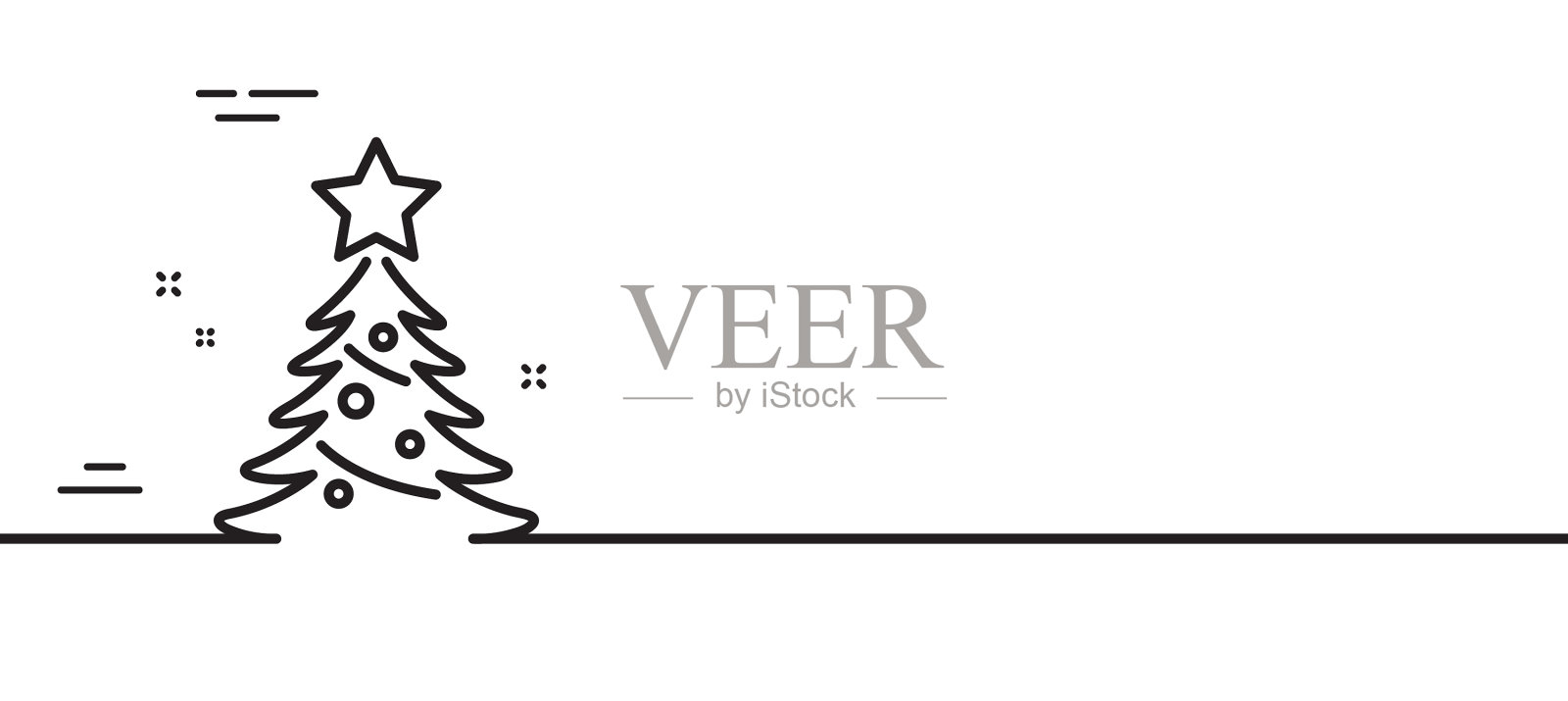 圣诞树present line icon New Year spruce设计元素图片