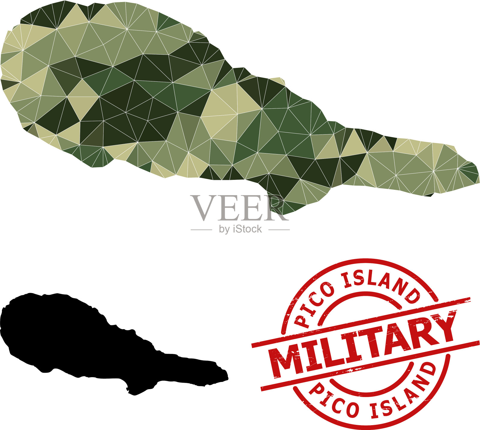 三角马赛克地图的皮科岛和垃圾插画图片素材