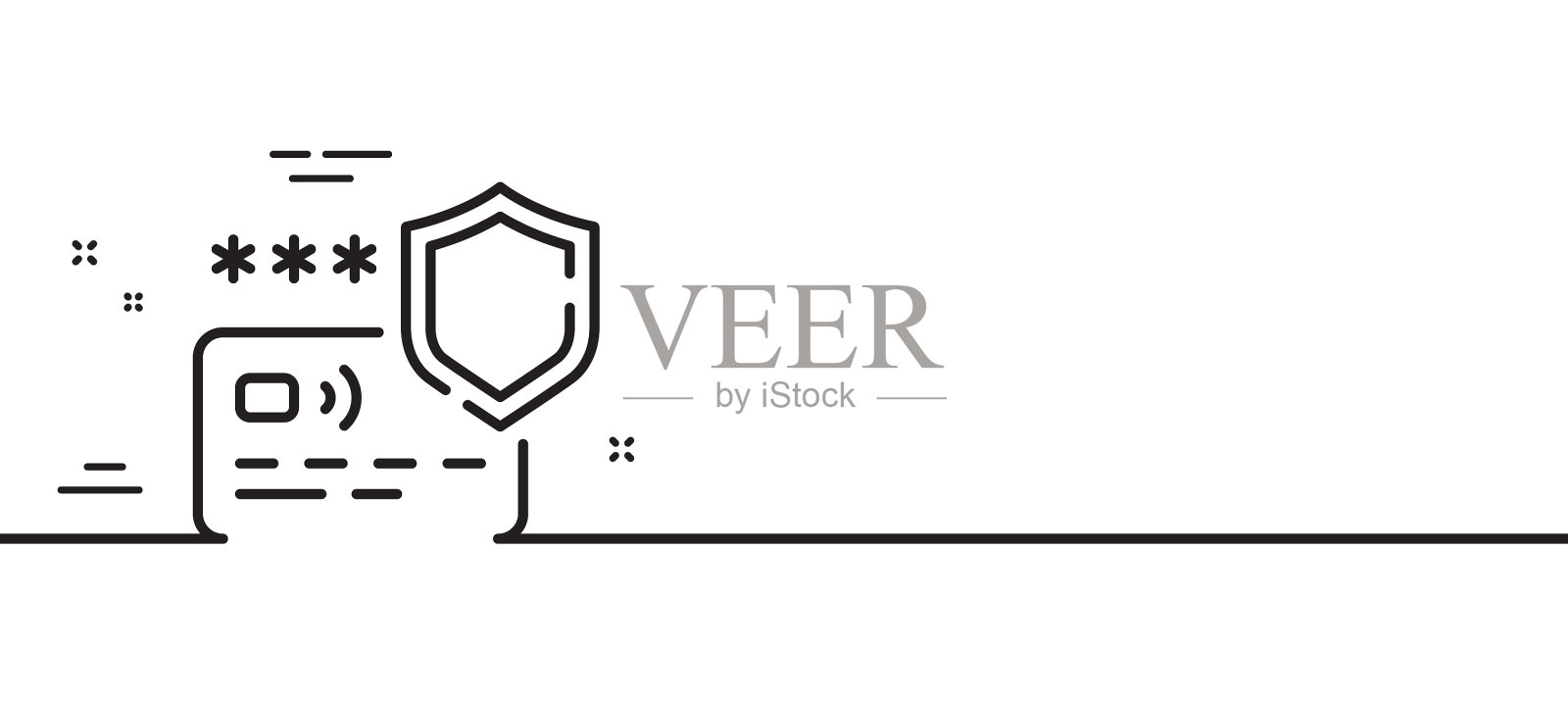 付款保护线图标信用卡安全设计元素图片