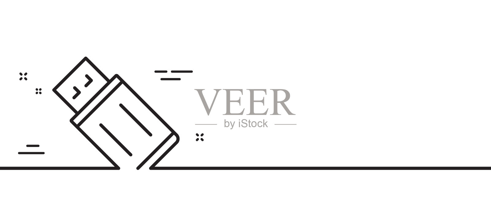 Usb闪存驱动器线图标记忆棒标志设计元素图片