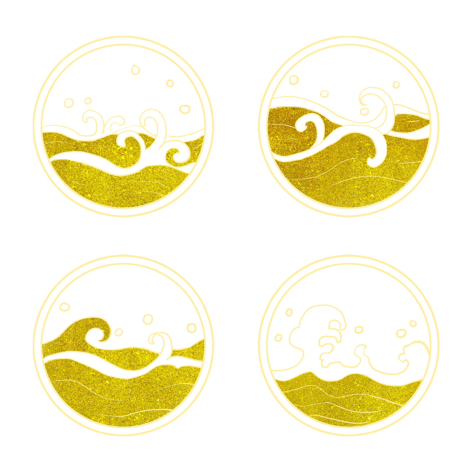 金色圆形海浪纹设计设计元素图片