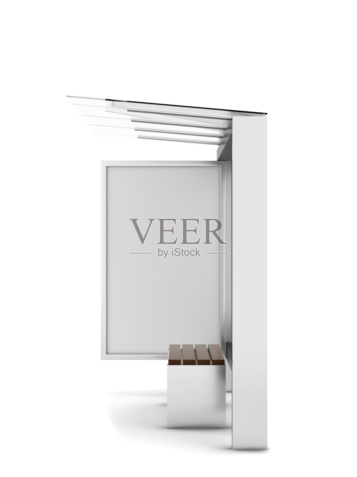 巴士站与空白广告牌模型照片摄影图片