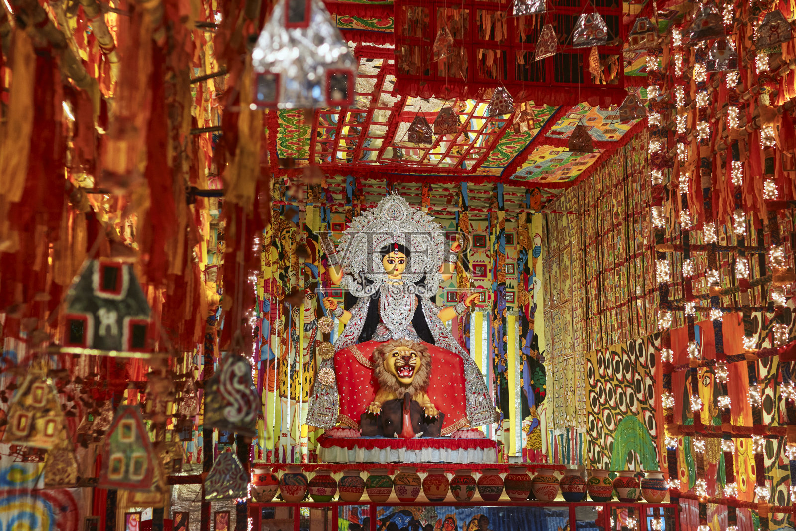 西孟加拉邦Hooghly地区的Jagadhatri礼拜照片摄影图片