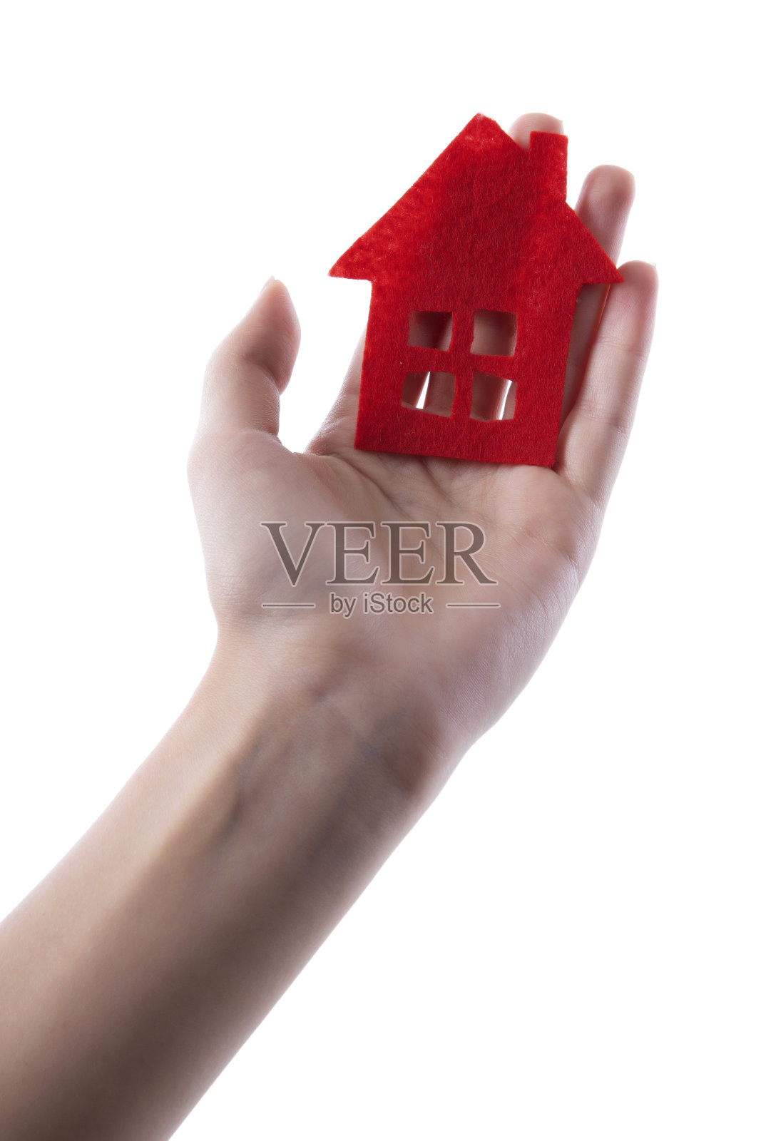 房子在手中，孤立在白色照片摄影图片