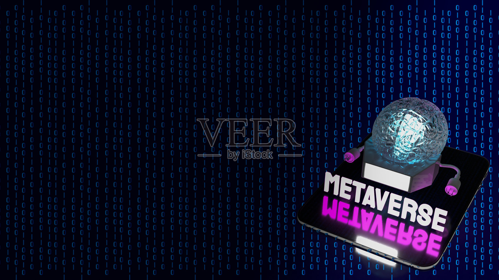 平板电脑上的大脑用于元宇宙或技术概念3d渲染照片摄影图片