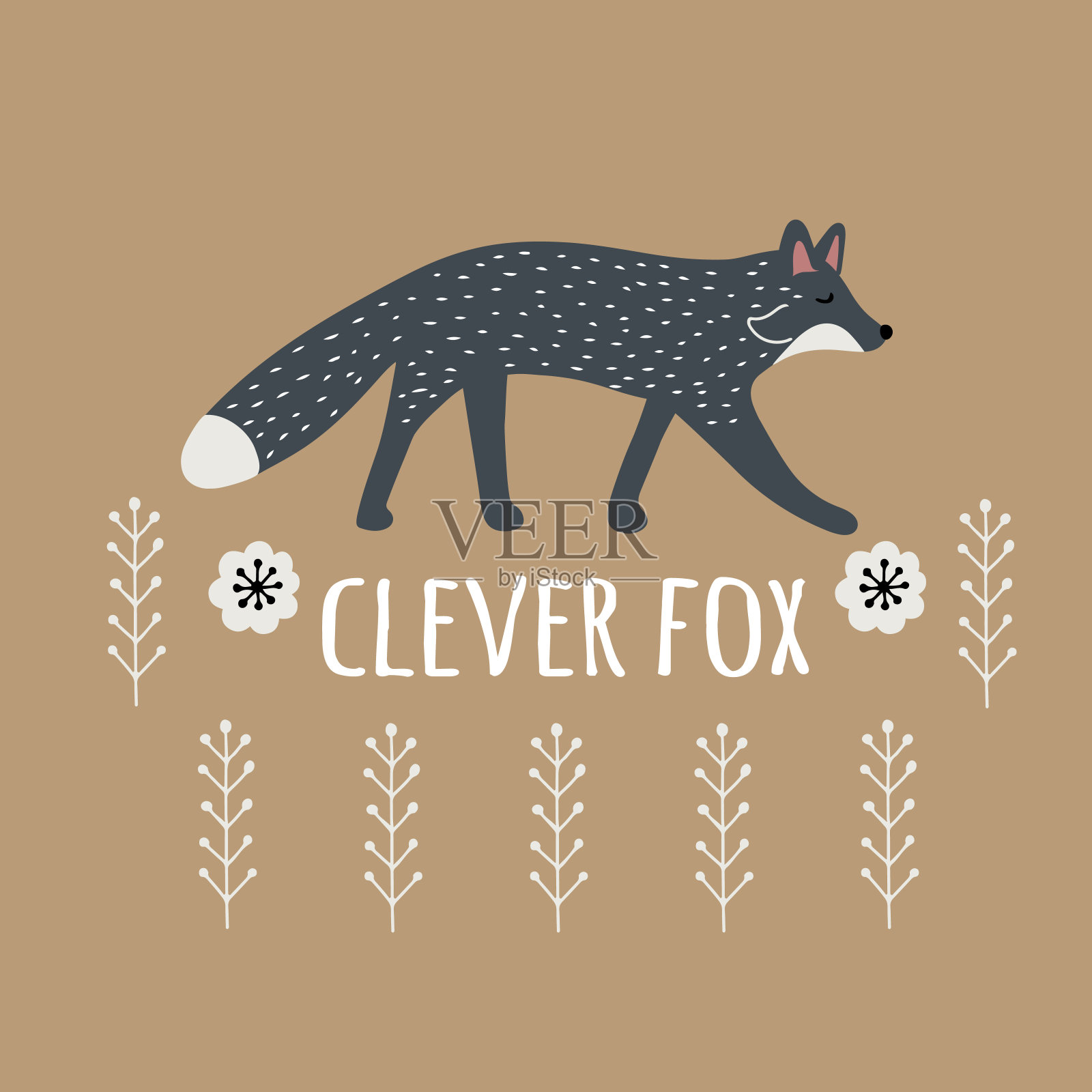 纸牌与狡猾的狐狸插画图片素材