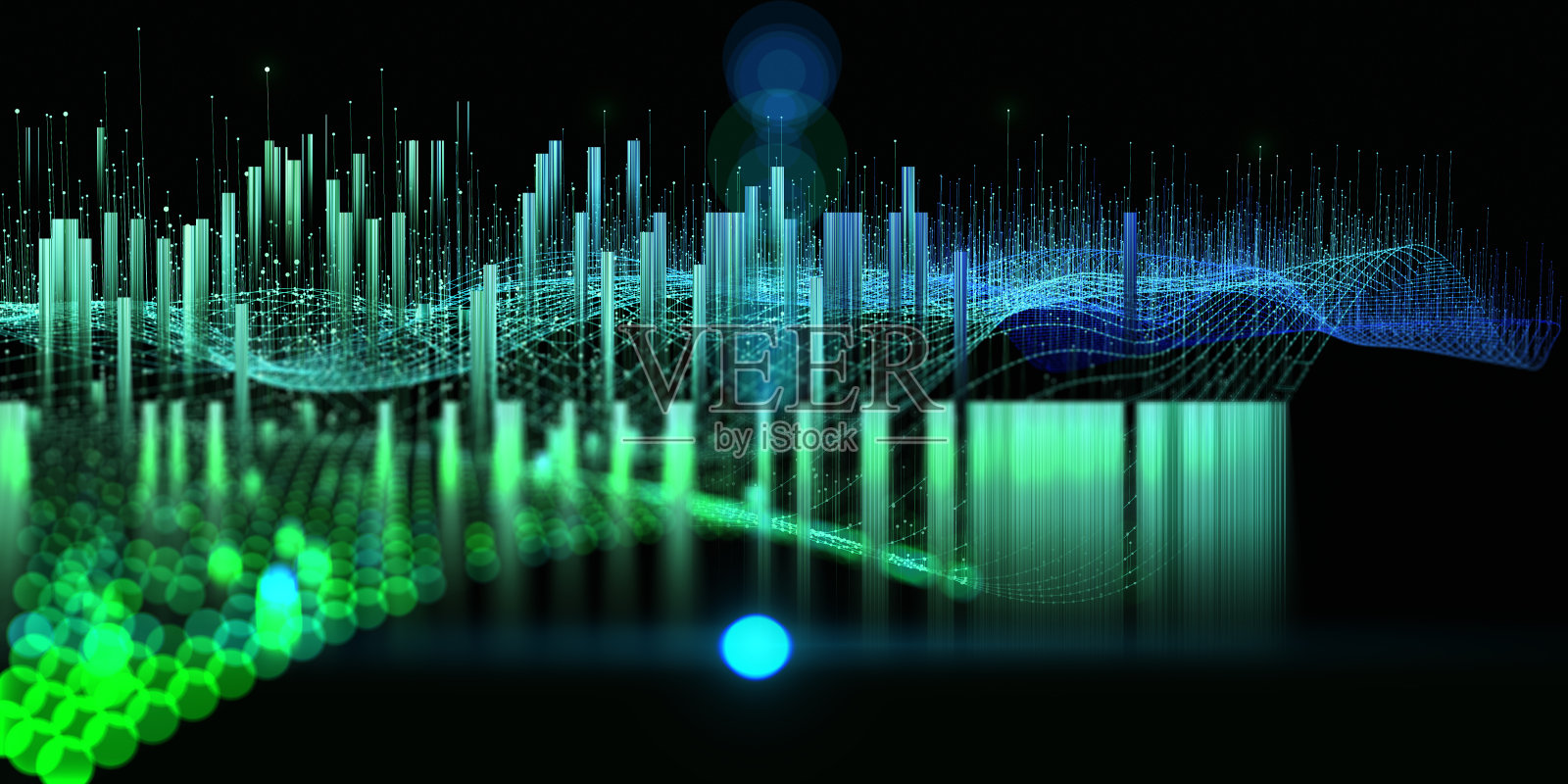 摘要技术背景采用多边形技术网格和模糊的黑色线条。分析数据的算法。计算的概念。商业、科技旗帜。大数据。插画图片素材