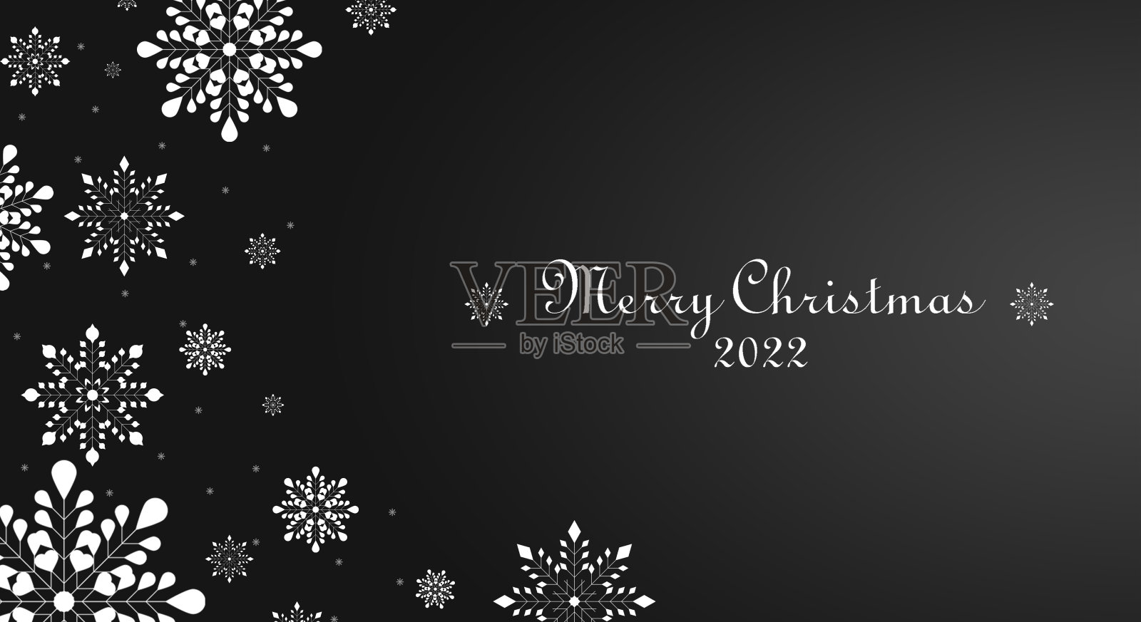 石墨，梯度黑暗的背景，白色花边雪花与灯光和亮点。插画图片素材