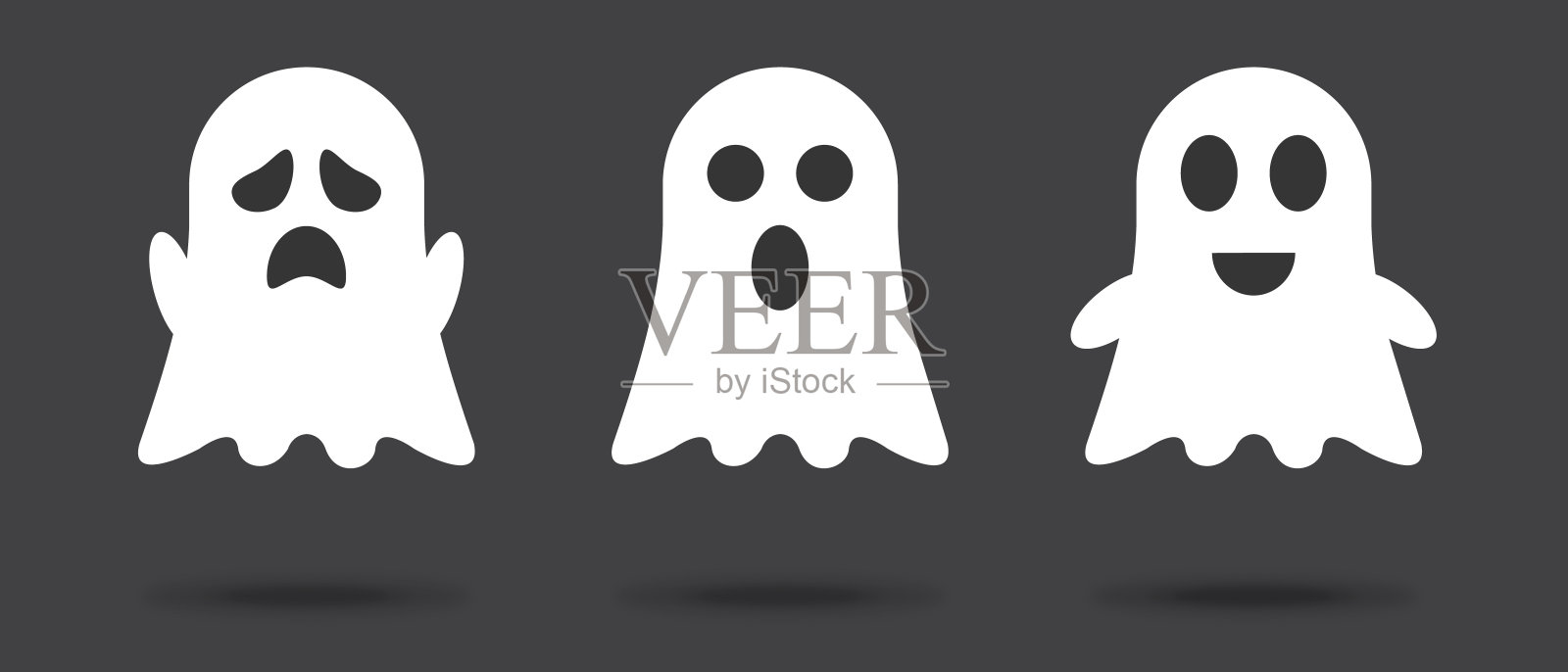 三个可爱的幽灵。鬼魂涂鸦。矢量图设计元素图片